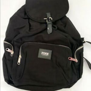 victoria’s Secret pink black drawstring backpack
